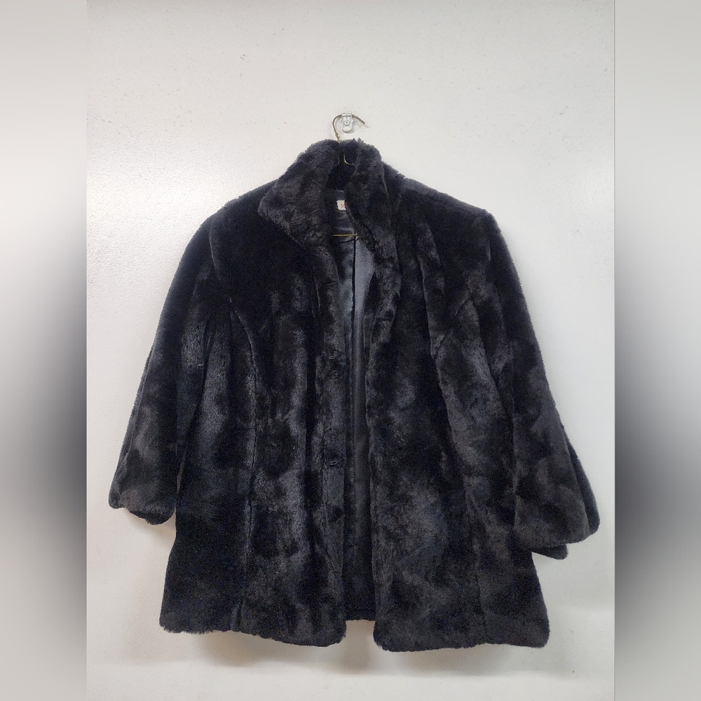 Elegant Black Faux Fur Coat